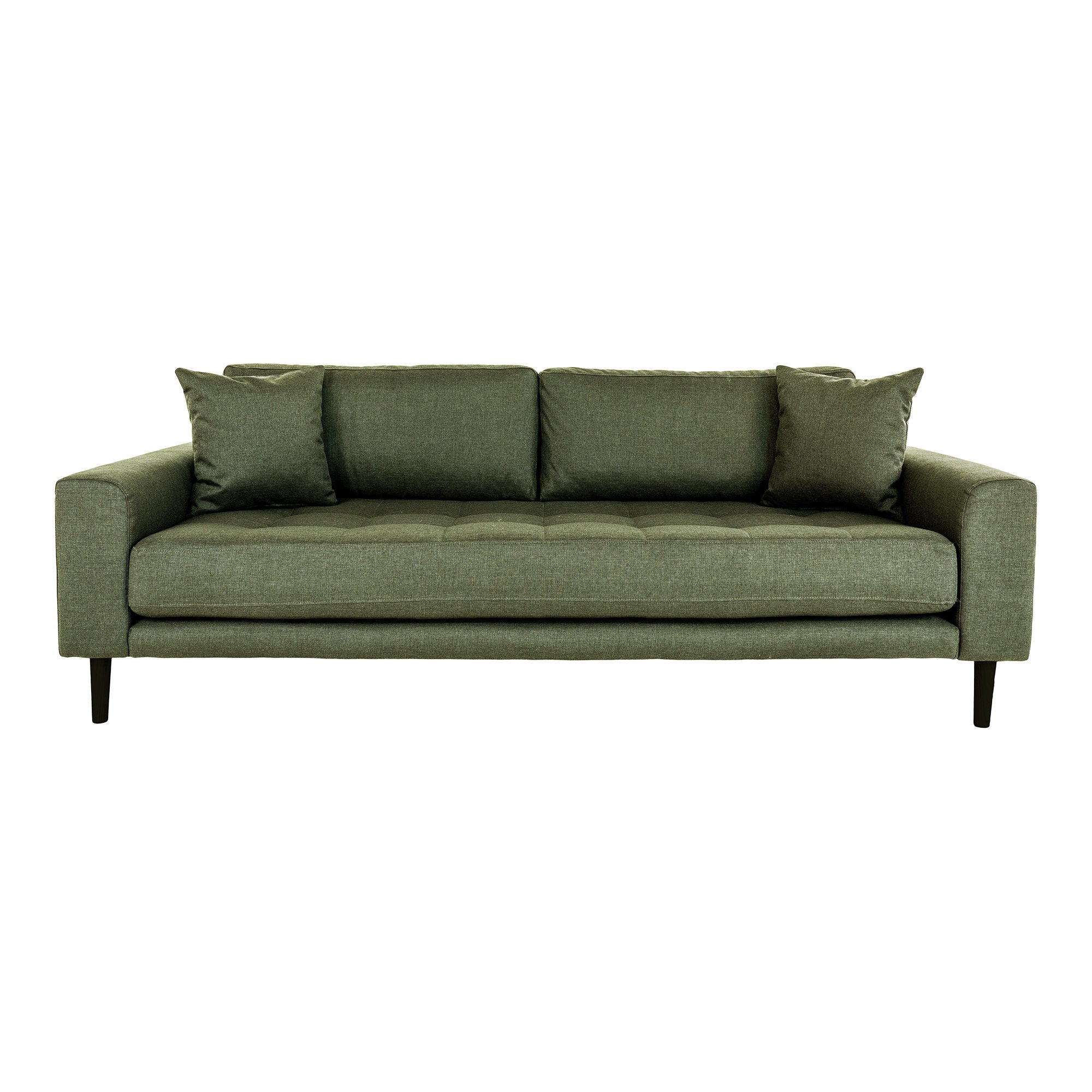 Lido – 3-Sitzer Sofa, mit zwei Kissen und Holzbeinen, 210 × 93 × 76 cm